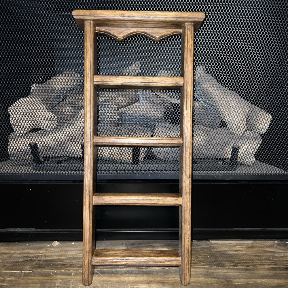 Vintage Wall Hanging Solid Oak Wood Ladder 5 Shelf Country 21x10x2.5